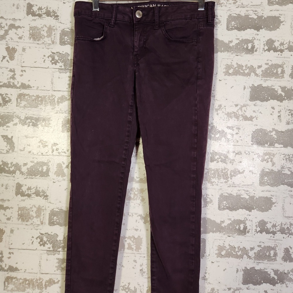 American Eagle Outfitters Jegging Women Plum Purple Super Stretch Size 4 Regular - Picture 2 of 16